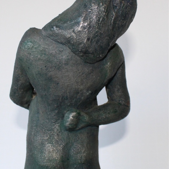 Sculpture of Pregnant Woman by Herman Wald  Mid Century Metallic Stoneware Clay - Picture 6 of 13